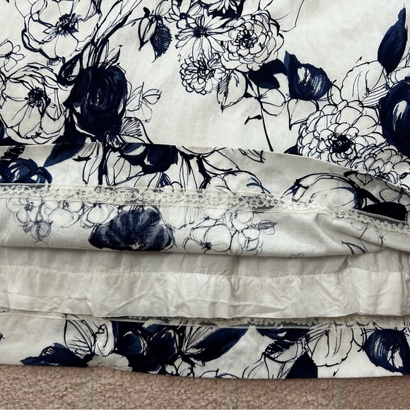 Vintage 70's Floral Blue White Maxi Dress Puff Sleeve Empire Waist Size 4/6 - Picture 7 of 16